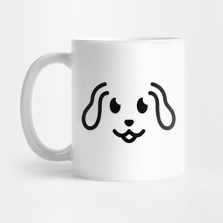 Woof! - Cute Dog Face Line Art - Black Mug